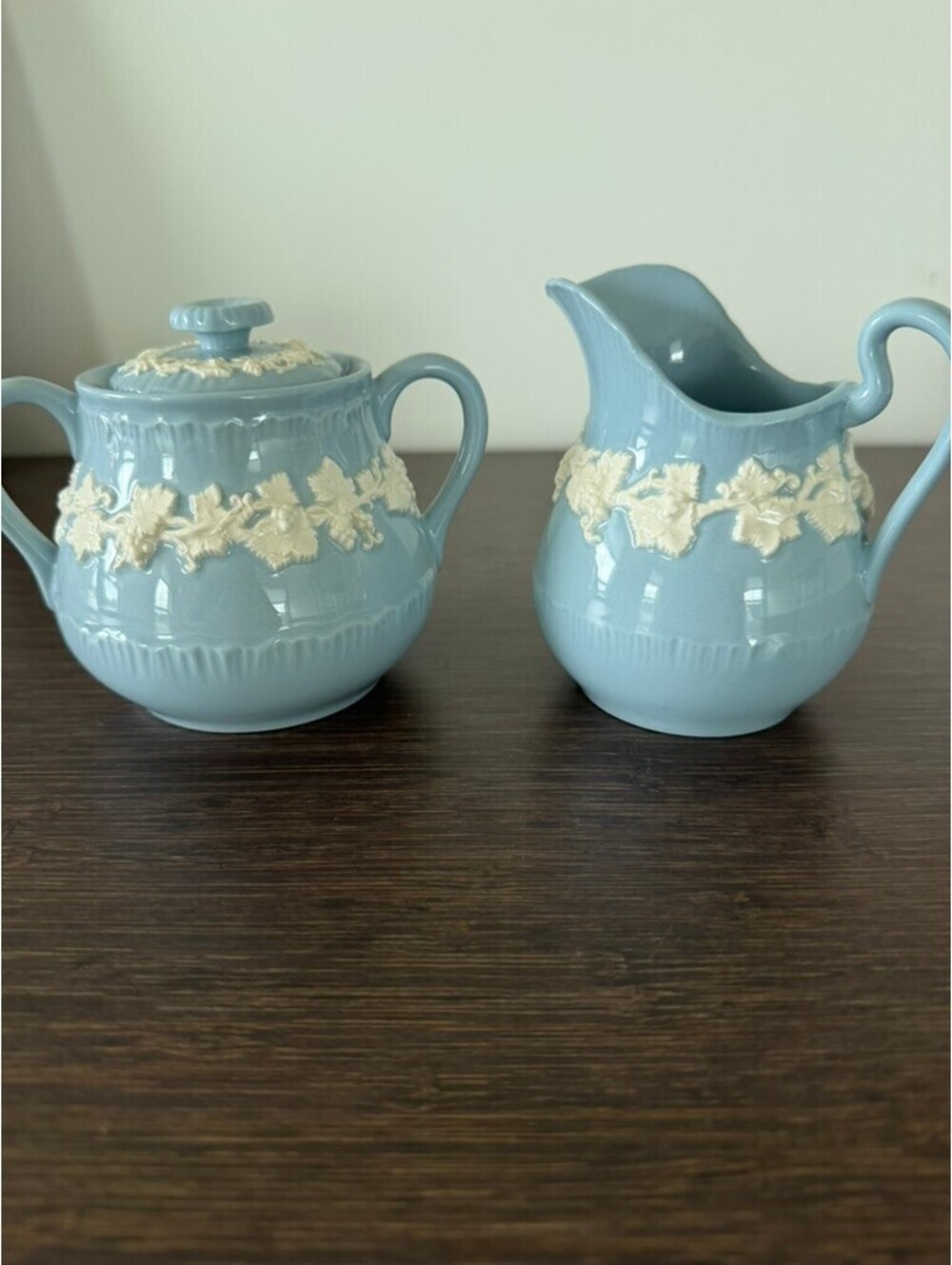 Vintage Wedgewood Creamer & Sugar Bowl with Lid